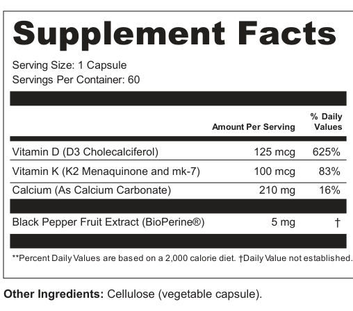 Supplement Facts for Lumen Bond