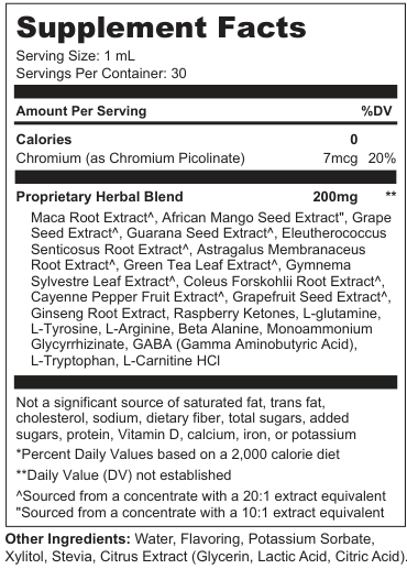 Supplement Facts for Pulse Drift